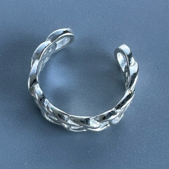 Sterling Silver Chain Link Ear Cuff – No Piercing Open Band - Picture 8 of 10